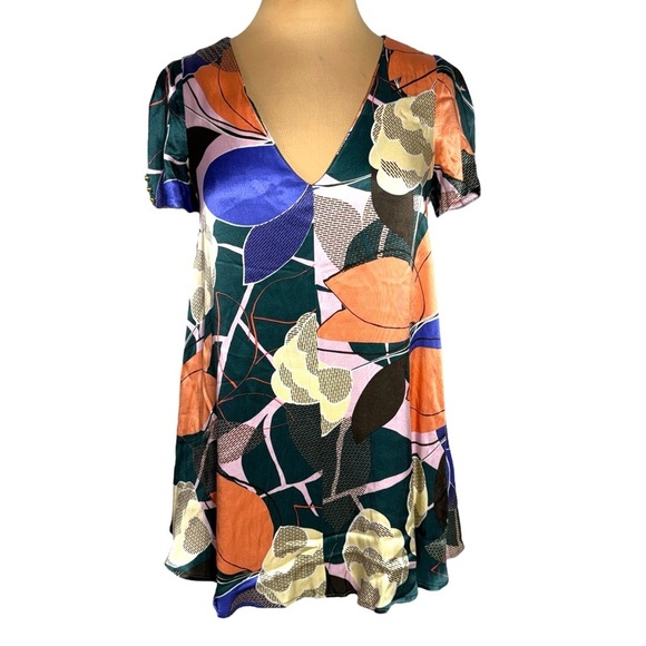 Anthropologie Corey Lynn Calter Multicolor abstract floral Swing Dress Size XS - Picture 4 of 10